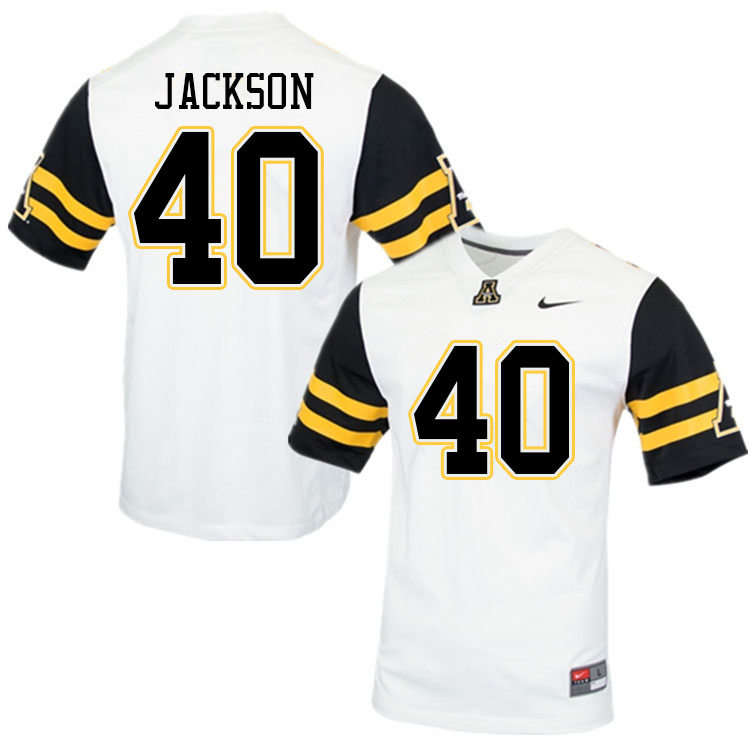 Men #40 Cole Jackson Appalachian State Mountaineers College Football Jerseys Sale-White - Click Image to Close